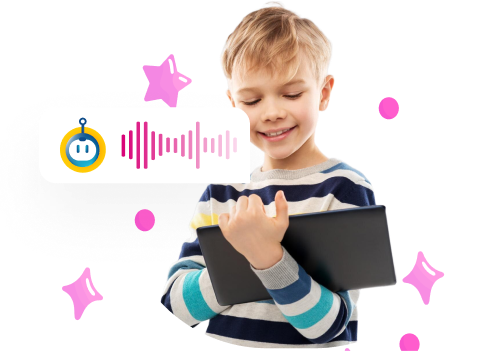 Child with AI learning assistant